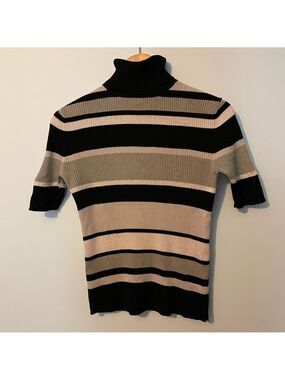 Geoffrey Beene Sport Turtleneck Striped Shirt Silk Blend Small